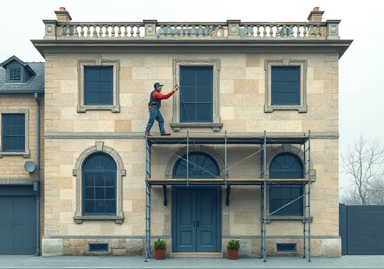 Ravalement de façade en pierre, nettoyage et application d'enduit